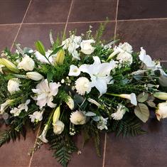 White and Green Country style coffin spray